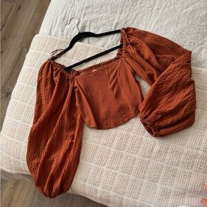 Urban Outfitters Terracotta Off-Shoulder Blouse